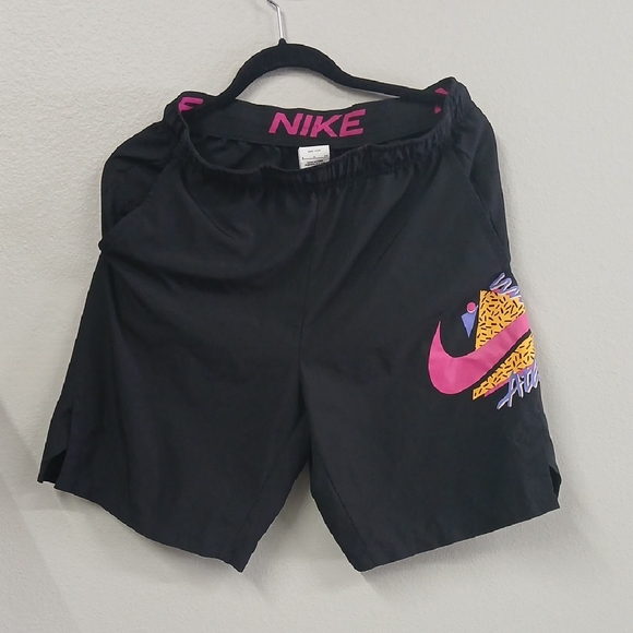 Nike Other - Nike Black Shorts with Pink and Yellow Graphic